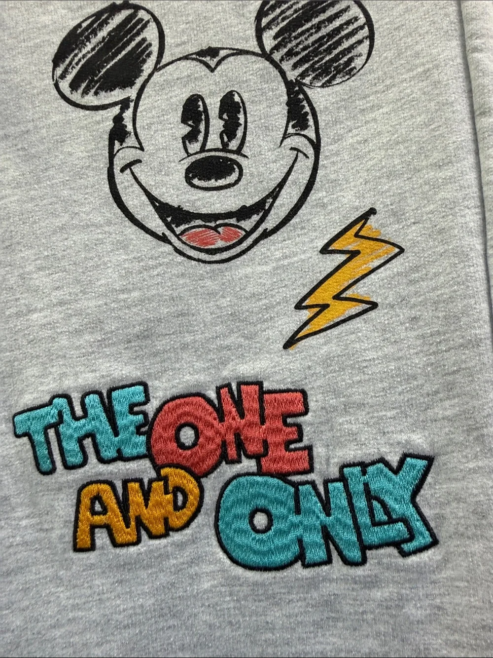 Disney Grey Sweat Joggers with Colorful embroidered Mickey Graphics